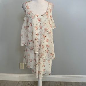 [Bailey 44] White/Pink Floral Ruffle Dress - Size Small